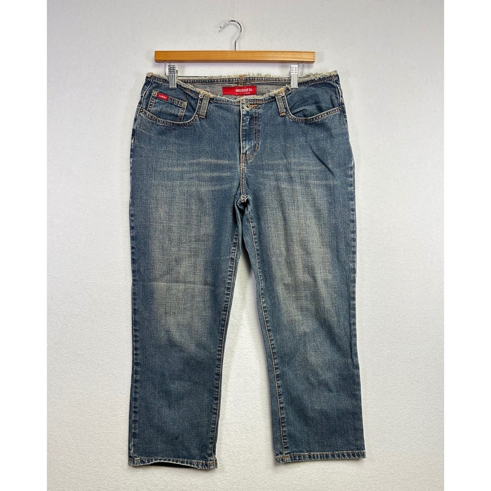Hollister Co Jeans Women's Size 10R Blue Denim‎ Cropped Frayed Hem Y2K Vintage